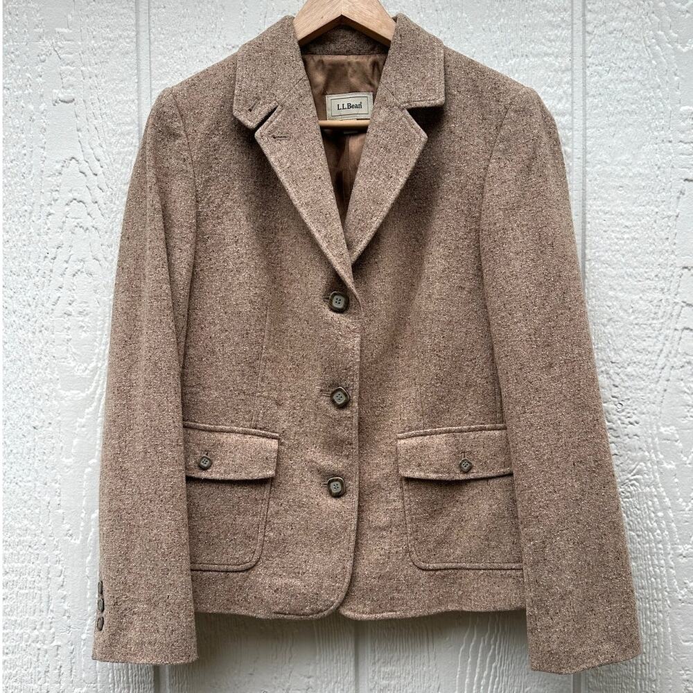 Vintage Y2K LL Bean Tweed Wool Silk Blend Blazer